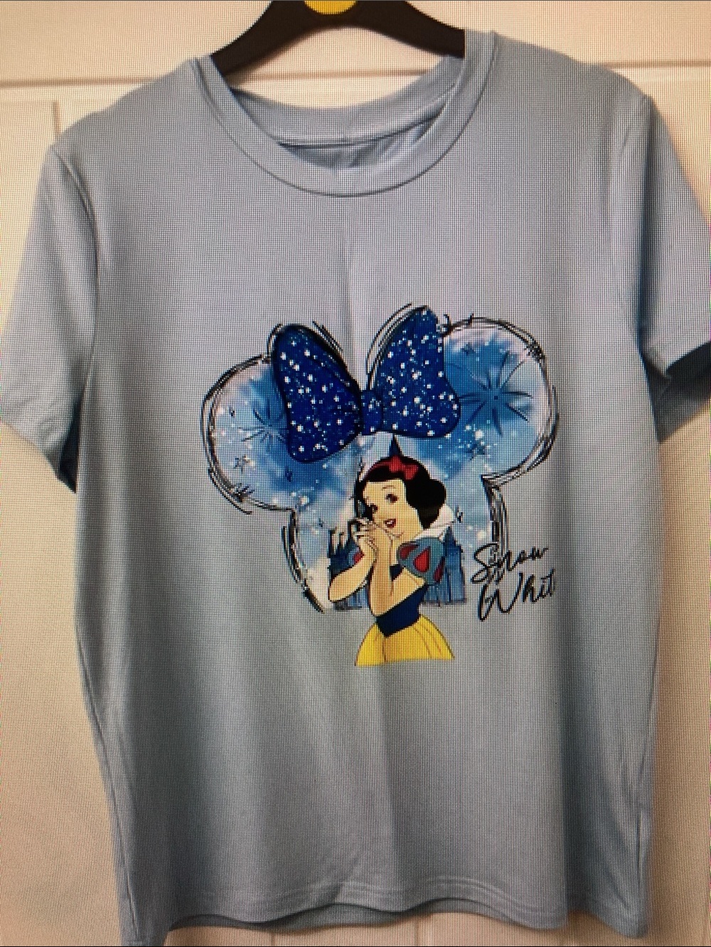 Disney Light Blue Snow White Graphic Tee with Blue Bow